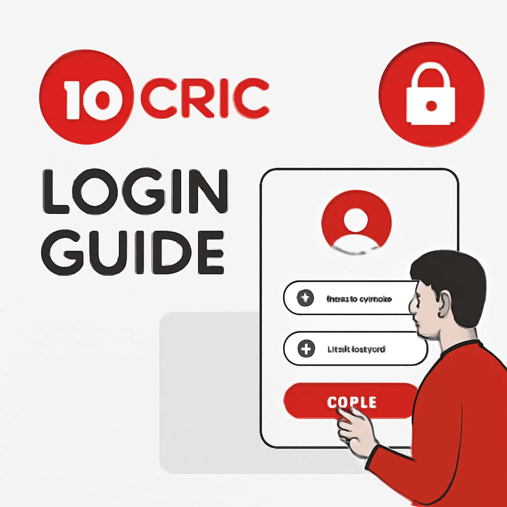 Educational diagram outlining the steps to log into 10Cric.