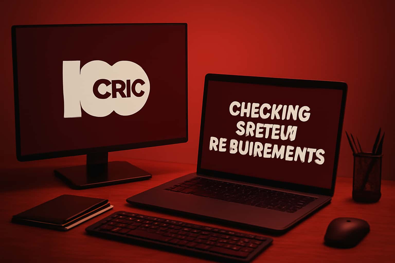 Informational scene showcasing system requirements for 10Cric.