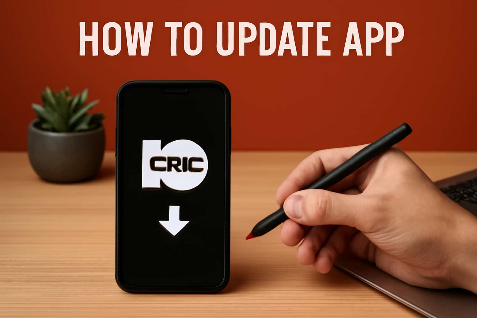 Informational graphic demonstrating the update process for the 10Cric app.