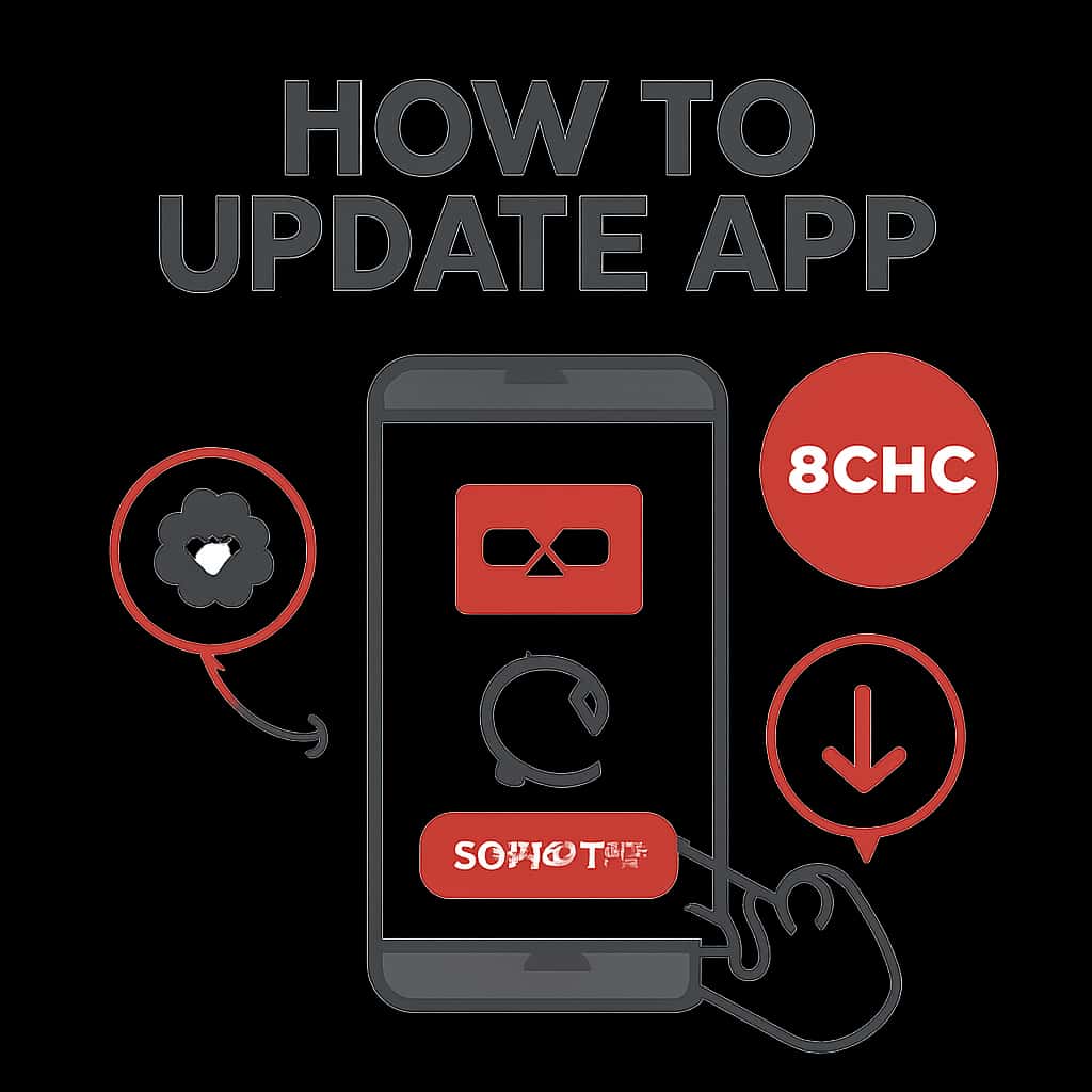 Illustration detailing steps for updating the 10Cric app.