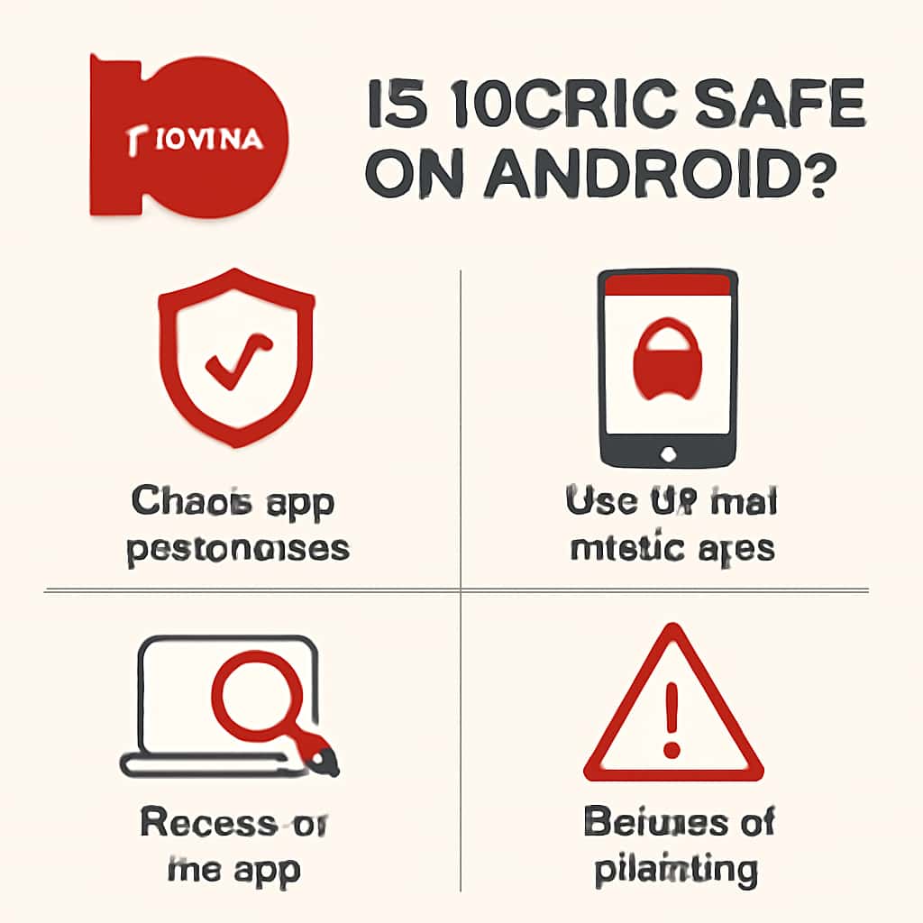 An illustration detailing safety considerations for the 10Cric app on Android.